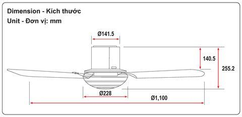 Quạt trần 3 cánh ti ngắn f-48czl-ti-ngan