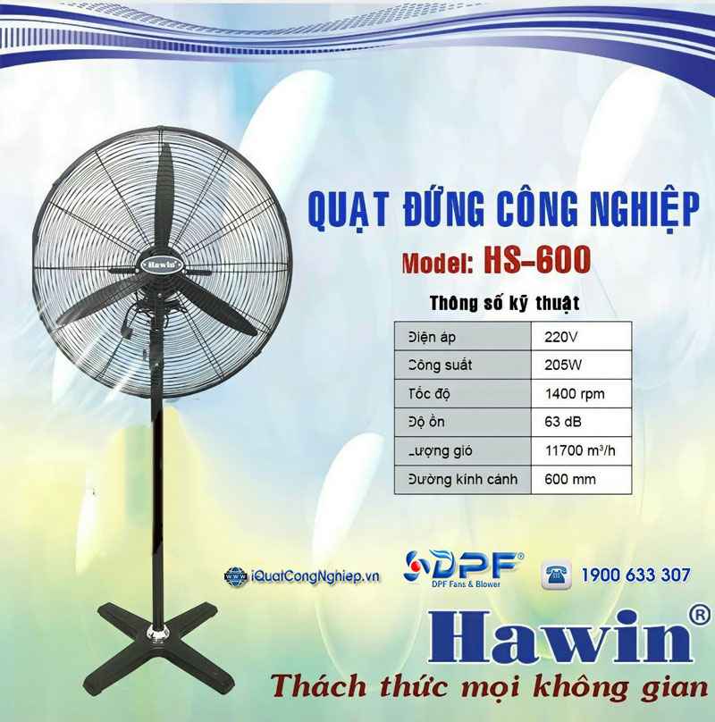 Quạt đứng công nghiệp Hawin 600