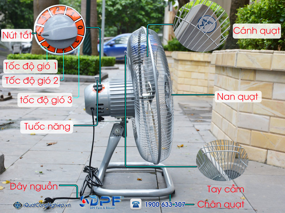 Quạt sàn công nghiệp Chinghai FF9199 sải cánh 45cm