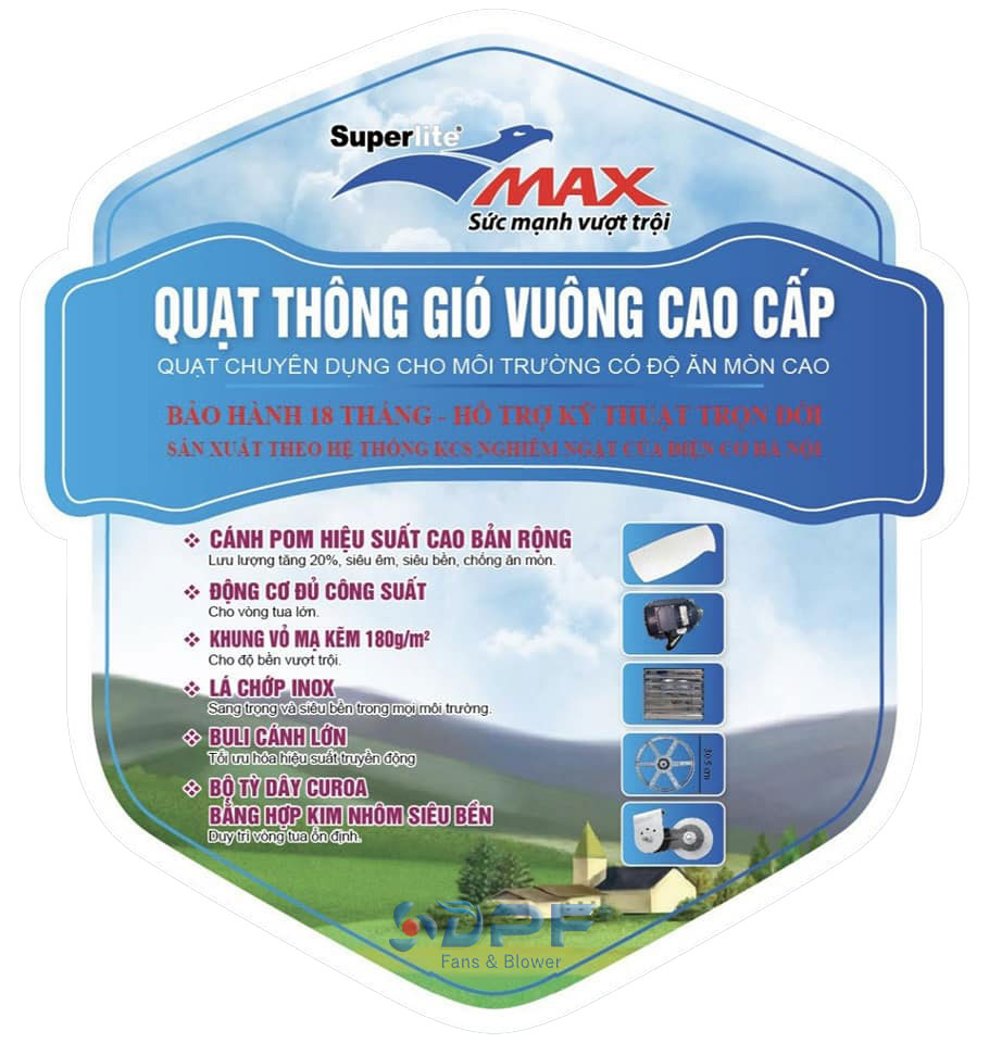 Quạt thông gió vuông cánh POM hiệu xuất cao