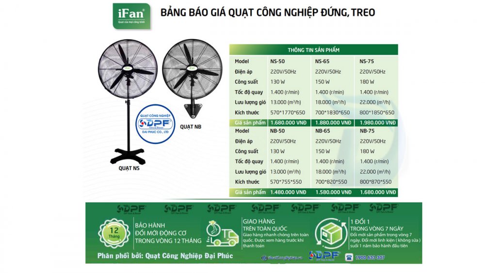 Quạt công nghiệp đứng treo iFan