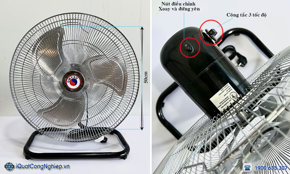 Quạt sàn công nghiệp OMYSU sải cánh 50cm 180W FA-500F