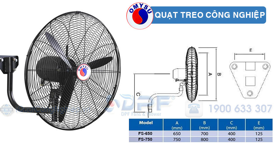 Quạt treo công nghiệp OMYSU 650 750 FSW